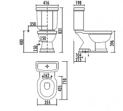 Creavit Чаша для унитаза Klasik KL300.00000 с биде, выпуск в пол – фотография-3