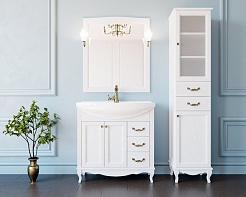 ValenHouse Тумба с раковиной Эллина 85 белая, фурнитура бронза – фотография-4