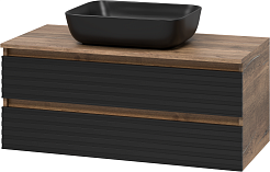 Brevita Тумба под раковину Dakota 100 подвесная дуб галифакс олово/черный кварц – фотография-2