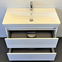 Comforty Тумба с раковиной Дублин 90 подвесная белая – фотография-4