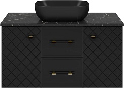 Brevita Тумба под раковину Shanel 100 подвесная черная матовая – фотография-1