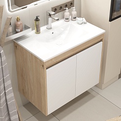 Teymi Тумба с раковиной Netta 75 подвесная дуб/белый – фотография-5