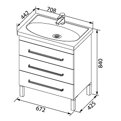 Aquanet Тумба с раковиной Сиена 70 напольная, ящики, белая – фотография-6