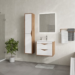 Onika Шкаф пенал Трианта 30 подвесной белый/дуб крафт золотой  – фотография-6