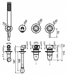 Webert Смеситель для ванны и душа Opera moderna OE860312985 графит – фотография-3