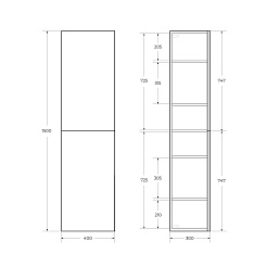 BelBagno Шкаф подвесной Due 40/150 без ручек noce – фотография-3