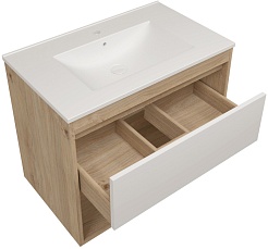 Teymi Тумба под раковину Vitra 75 подвесная без фасада дуб – фотография-3