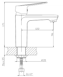 Mixline Смеситель для раковины 40k ML15-04GR б/отв п/гайку (без подводки) графит – фотография-2
