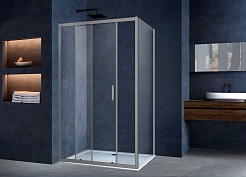 Vincea Душевой уголок Alpha 120x80 VSR-3AL8012CLGM профиль вороненая сталь стекло прозрачное – фотография-2