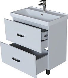 Mixline Тумба под раковину Стив 80 2 ящика белая – фотография-3