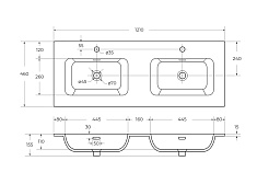 Cezares Тумба с раковиной Eco Cer-N 120 с 4 ящиками bianco lucido CZR-8073-120-2 ручки матовые чёрные – фотография-19