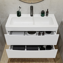 Vivon Тумба под раковину Ostin 80 подвесная белая матовая – фотография-3