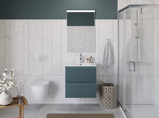 BelBagno Тумба с раковиной Uno 70 подвесная Голубой матовый с раковиной BB-8099-70 – фотография-16