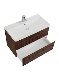 BelBagno Тумба с раковиной Due 80 подвесная Noce ручки Матовый тёмный никель – фотография-9