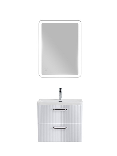 BelBagno Тумба с раковиной Due 60 подвесная Bianco Lucido ручки Матовый тёмный никель – фотография-14