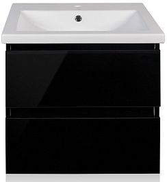 Style Line Тумба с раковиной Даймонд 60 Люкс черная, PLUS подвесная – фотография-1