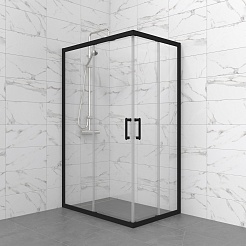 Triton Душевой уголок Фикс-Блэк 120х80 стекло прозрачное профиль черный матовый – фотография-6