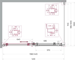 BelBagno Душевой уголок Marino MARINO-2-AH-1-140/100-C-GM 140x100 профиль оружейная сталь стекло прозрачное – фотография-10