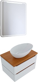 Mixline Мебель для ванной Виктория 70 подвесная белая софт/дуб светлый – фотография-1