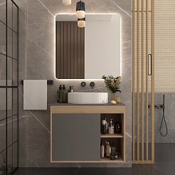 Teymi Тумба с раковиной Nura 80 Lori 50 подвесная дуб/графит – фотография-10