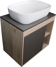 Teymi Тумба с раковиной Nura 80 Helmi Solli 60 подвесная дуб/графит – фотография-1