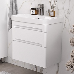 Equil Тумба под раковину Nice 70 2 ящика подвесная белая – фотография-10