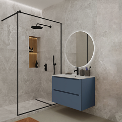 Зов Тумба с раковиной Дион 80 подвесная серо-синяя – фотография-2