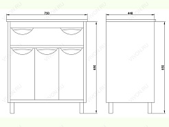 Водолей Тумба с раковиной "Габи 75" белый/дуб – фотография-2