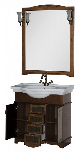 Aquanet Тумба с раковиной "Луис 90" темный орех (176503) – фотография-6