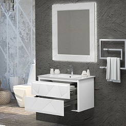  Тумба с раковиной Луиджи 90 белый матовый – фотография-3