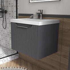 Equil Тумба с раковиной Mirage 60 1 ящик подвесная графит софт – фотография-9