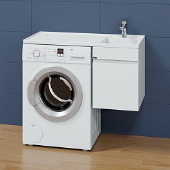 СанТа Мебель для ванной под стиральную машину Марс 100 R подвесная белая – фотография-3