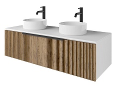 Зов Тумба с раковиной Кито 120 столешница подвесная белая/тростник