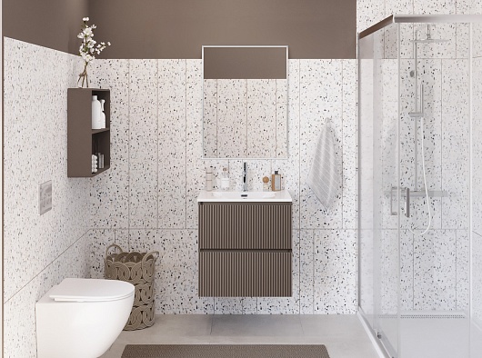BelBagno Тумба под раковину Uno 60 подвесная Бежевый матовый – фотография-12