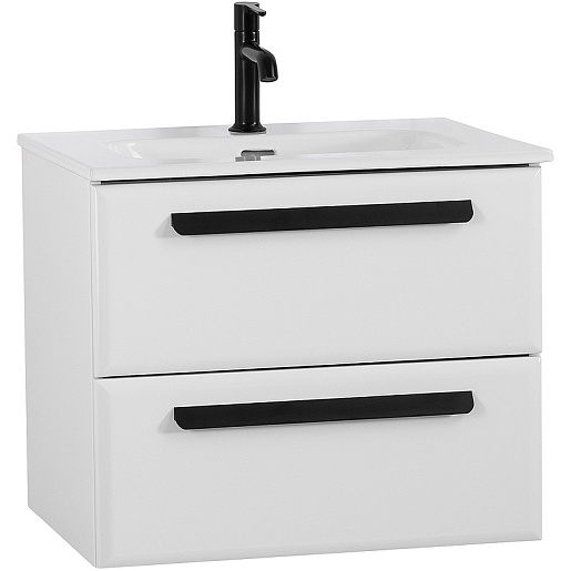 Cezares Тумба с раковиной Eco Cer-N 60 bianco lucido CZR-8095-60 ручки чёрные – фото-1