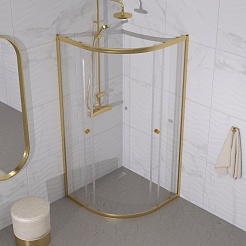Triton Душевой уголок Альфа-Голд 90x90 стекло прозрачное профиль золото – фотография-5