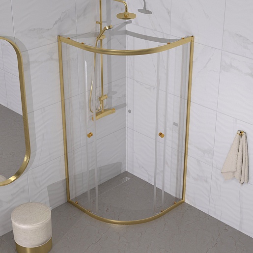 Triton Душевой уголок Альфа-Голд 90x90 стекло прозрачное профиль золото – картинка-5