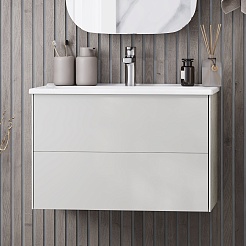 Акватон Тумба с раковиной Сохо 75 подвесная слэйт/галька серая – фотография-4