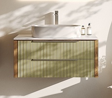 Зов Тумба под раковину Валенсия 100 подвесная зеленый тростник/столешница белая