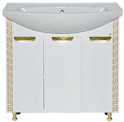 Misty Мебель для ванной Престиж 80 R белая/золотая патина – фотография-5