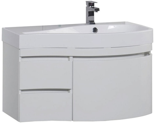 Aquanet Тумба с раковиной Сопрано 1-95 R с ящиком белая (169661) – фото-1