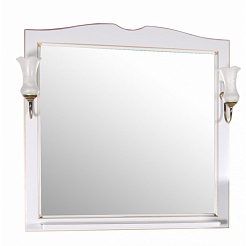 ASB-Woodline Зеркало для ванной Верона 85 белый/патина золото, массив ясеня – фотография-1