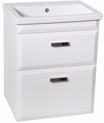 Style Line Тумба с раковиной Лотос 60 Люкс белая PLUS подвесная – фото-1
