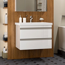 Misty Тумба с раковиной Ингрид 75 подвесная белая – фотография-5