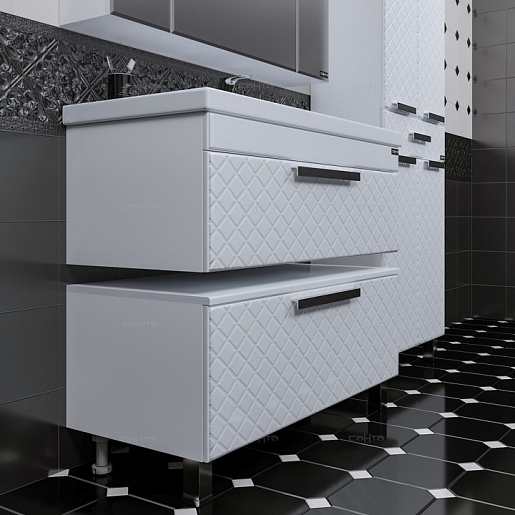 СанТа Мебель для ванной Калипсо 100 NEW подвесная, с приставной тумбой – картинка-3