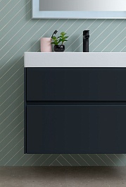 Aquanet Тумба с раковиной Бруклин 85 подвесная черная матовая – фотография-10