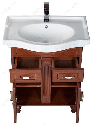 Aquanet Тумба с раковиной Амелия H 70 орех – картинка-5