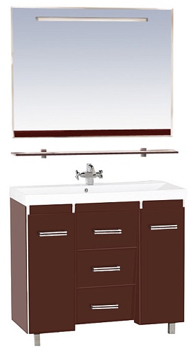 Misty Мебель для ванной Джулия QVATRO 120 конус 3 ящика коричневая – фото-1