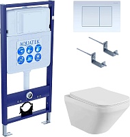 Aquatek Унитаз подвесной Лира AQ1155-00 в комплекте с инсталляцией Standard INS-0000012 с клавишей смыва KDI-0000009 белая и крепления KKI-0000002