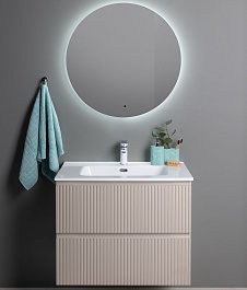 Aquanet Мебель для ванной Джейн (Flat) 70 с зеркалом Смарт подвесная бежевая матовая – фотография-1